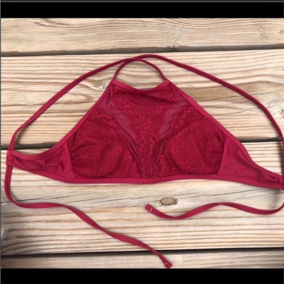 Target Xhilaration red lacy mesh padded small high neck bikini top - Picture 10 of 11
